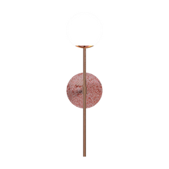 Wall Sconce with ambient warm light from LED shining through opaline glass globe
