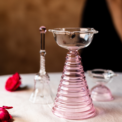 Glass Diya in pink, perfect for pooja spaces and elegant home interiors.