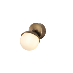 Side view of Fly Wall Sconce Small showing raw brass arm