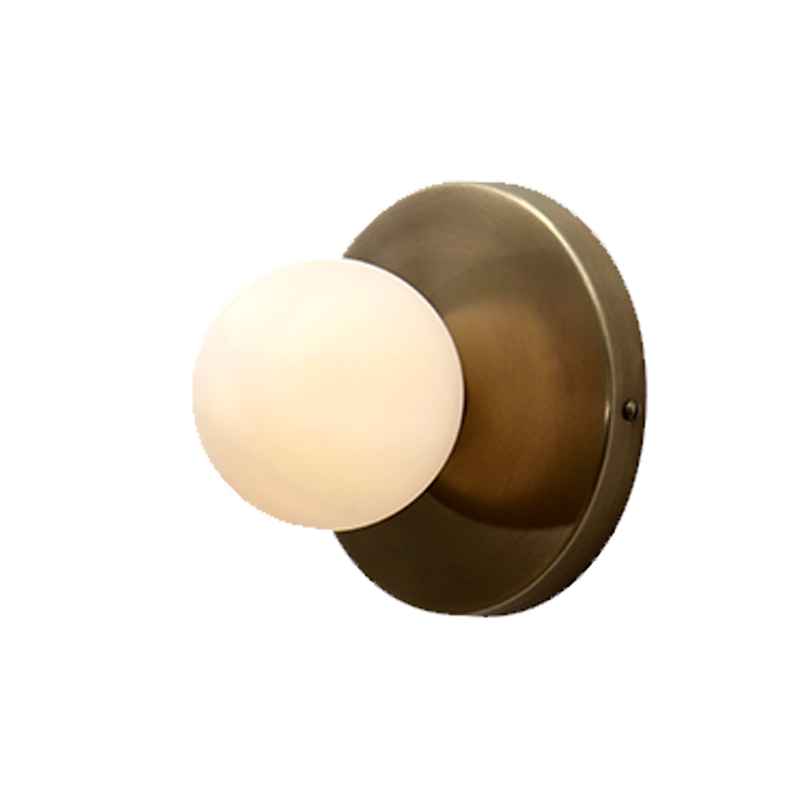 Side profile of Dew Wall Sconce Small Glass Globe highlighting slim depth and minimalist mounting plate