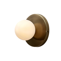 Side profile of Dew Wall Sconce Small Glass Globe highlighting slim depth and minimalist mounting plate