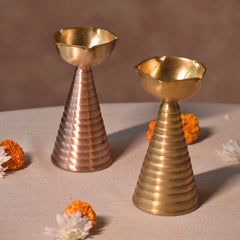 Decorative Brass & Copper tall diya set