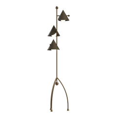 Paan Floor Lamp showing its leather and brass beetle-leaf folding pattern