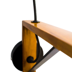 Handcrafted teak wood base and black iron shade of loft wall lamp for secure mounting