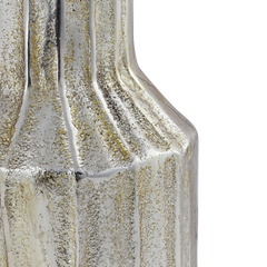 Close view of silver aluminum Cano Vase with a textured finish.