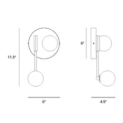 Technical drawing of loop wall-mounted light fixture with dimensions labeled.