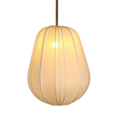 Rome Pendant Light showing fabric shade that diffuses the bulb’s brightness, lending a subtle mood lighting effect