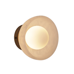 Half-round stone wall lamp with Blot Small brass finish for bedroom ambient lighting