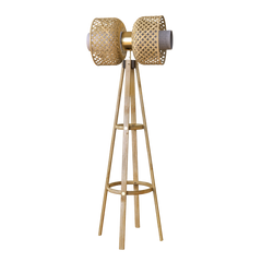 Decorative Metamorphosis Floor Lamp with gold base and bamboo mesh design