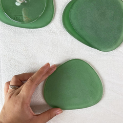 Close view for Green Frosted Glass Coasters Set of 4