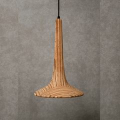 Bell Tall Pendant Lamp redefines minimal luxury. Hanging Light with grey background