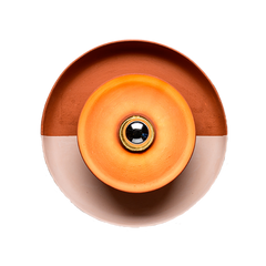 A terracotta wall sconce with a central bulb and an outer ring
