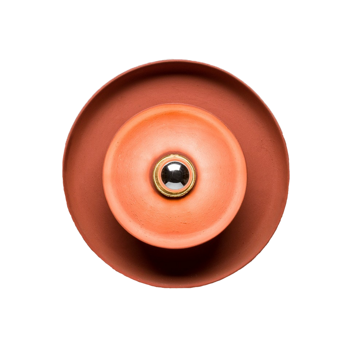 Terra Wall Sconce: terracotta stone-ware wheel with a central hub