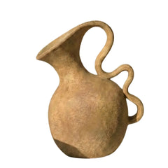 Brown ceramic handcrafted vira vase on a white background