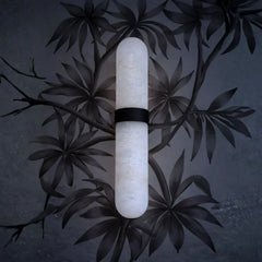 Alabaster TUBE wall lamp in white  with a black band 