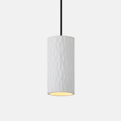 White textured pendant light on a white background