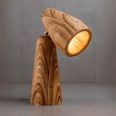 Decorative Tall Stretch Table Lamp made of marine plywood with brass fittings, featuring a unique, organic shape.