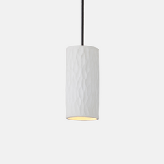 White pendant light with marble texture on a white background