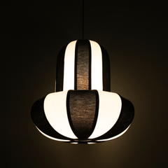 Modern pendant light with black and white striped design for ultra modern homes