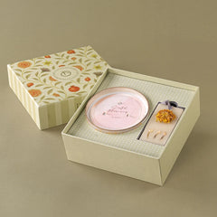 Scented Candle Gift Set - Set of 2, open gift box holding bowl candle and dried flower wax tablet