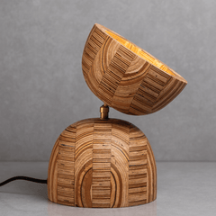 Side look of Swivelling Table Lamp in Wood by Rock Paper Scissors