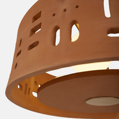 Closer look of round chandelier for dining space