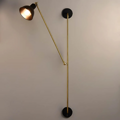 Designer Wall-mounted lamp with adjustable swing arm on a plain wall
