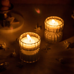 Decorative Tea Light Candle Holder, made of glass 2 pieces