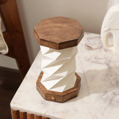Origami Foldplay Table Lamp, made of white Linen and wood top view