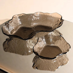 Two different sizes Lava Bowls made of glass , Ash Grey color