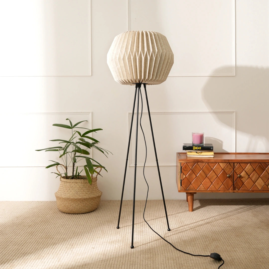 Linen Origami Tripod Lamp- Scandi-Inspired Lifo Design Floor Lamp