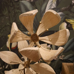 Close-up of the gold layered shade on the Aurea floor lamp
