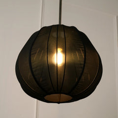 Multi-layered georgette fabric shade in black color pendant light