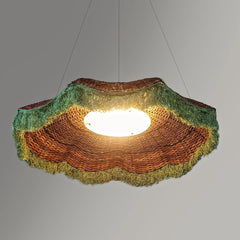 Round Chandelier light with natural materials