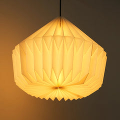 Made from high-grade special paper, folded into an origami pattern. Off-white color palette ensures neutral tone and subtle adaptability to interiors