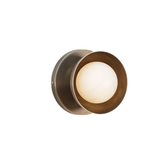 Close-up of Dew Wall Sconce showing brushed raw brass finish and dome shape