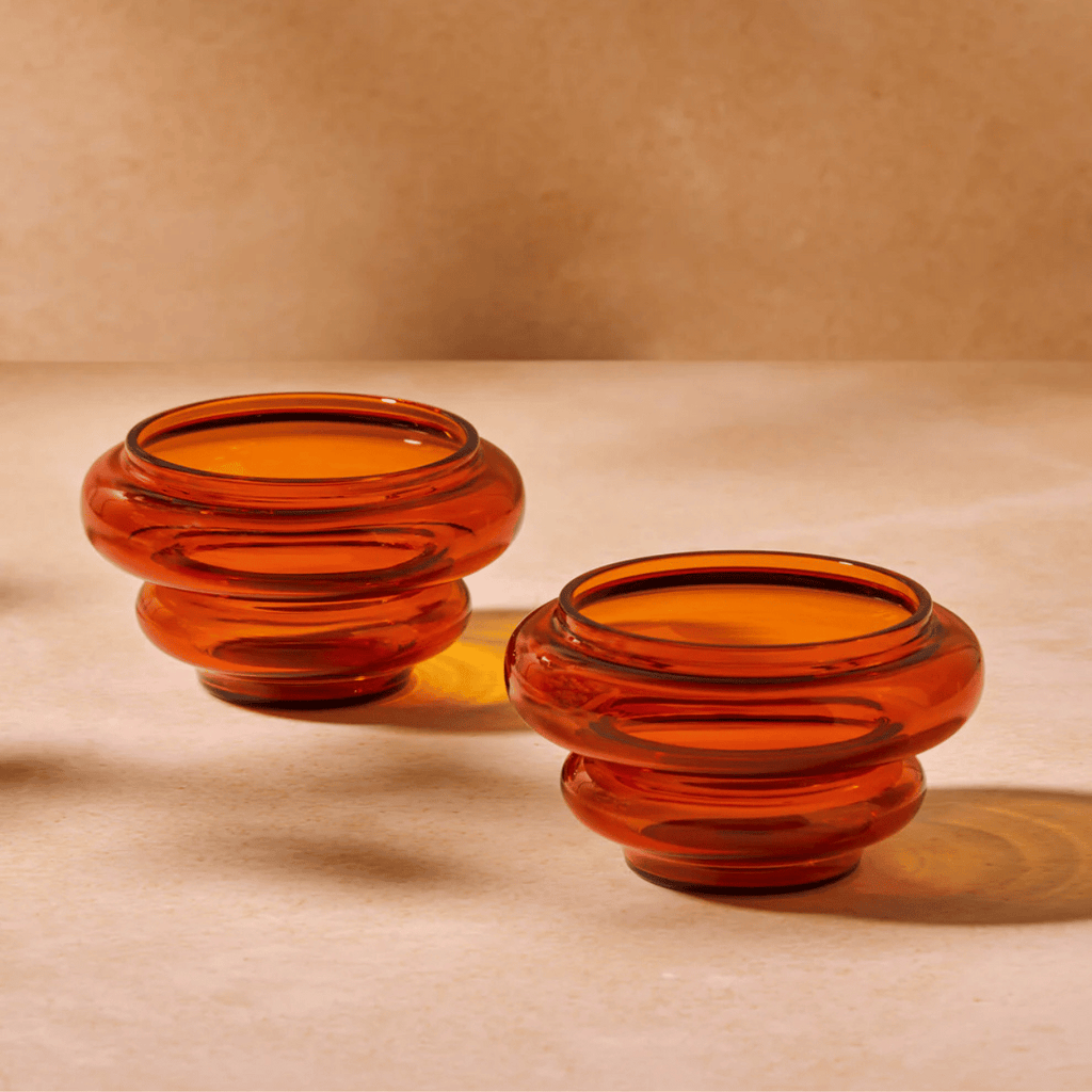 Decorative amber votive inspired by traditional diyas