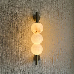 Minimalist wall light, 3 alabaster globe for ambient lighting