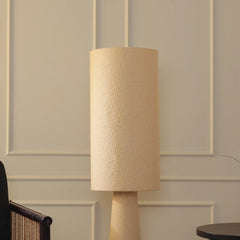 Oslo Floor Lamp close-up detail of its sturdy metal frame and boucle lampshade
