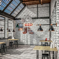 Look of a cafe where Mechanist Wall Mounted Bar & Cafe Lights by Black steel are placed