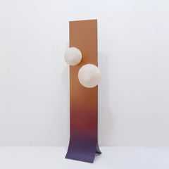 Arc floor lamp with seamless aluminium curve and alabaster globe shades