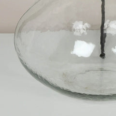 Midora Table Lamp, clear glass base styled with white flowers