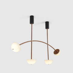 Designer alabaster chandelier with a curved structure. Contemporary Lighting Fixture by Hatsu 
