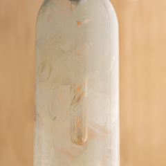 Bella White Hanging Lamp showing marble shade light bulb