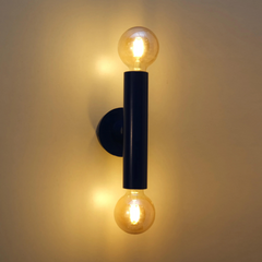 Up/down twin light wall lamp blue finish ambient glow