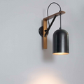 Loft Style Teak & Iron Hanging Wall Sconce
