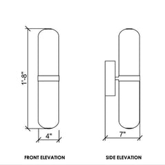 Detail shot of Wall Sconce showing front elevation and side elevation