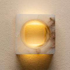 Alabaster Square Tunnel-Light Wall Lamp mounted on a wall with a visible powder-coated finish.