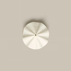 Camellia Ceiling Light white pleated ceramic shade, view from below