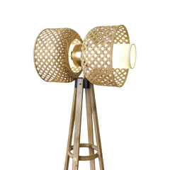Close view Metamorphosis Floor lamp with woven design on a white background